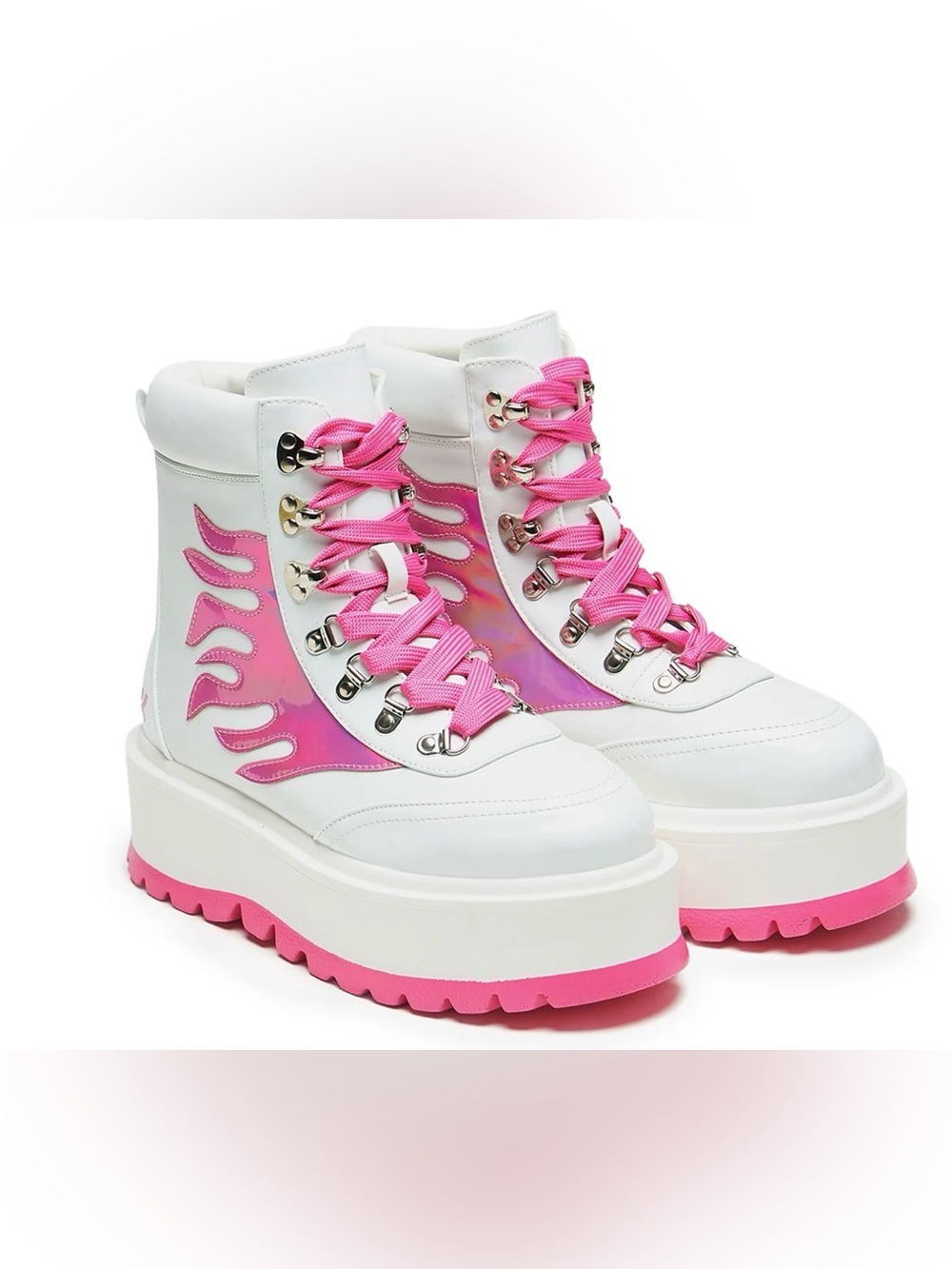 Kawaii Helios Hologram Flame Boots - Pink UK size 4 US size 6.5 EU size 37